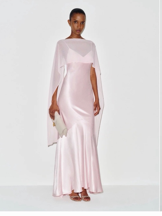 Reformation Dresses & Skirts - NWT Reformation Tiffani Long Silk Dress with Cape Cherry Blossom Pink US 4 UK 8